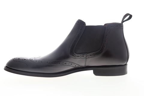 Bruno Magli Lamberto Mens Brown Leather High Top Slip On Wingtip Chelsea Boots