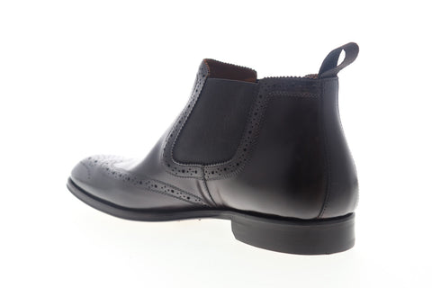 Bruno Magli Lamberto Mens Brown Leather High Top Slip On Wingtip Chelsea Boots