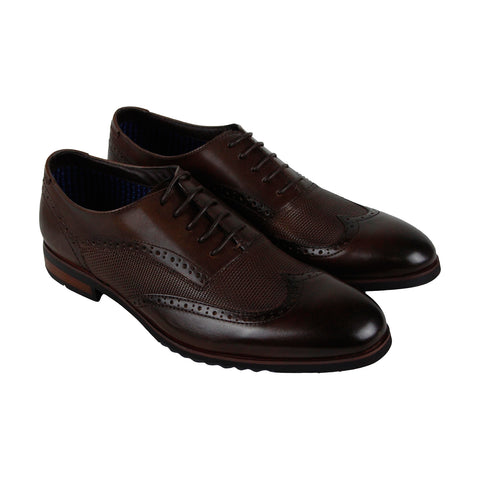 Steve Madden Langdon Mens Brown Leather Casual Dress Lace Up Oxfords Shoes