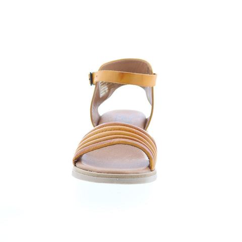 Miz Mooz Cloy Womens Brown Leather Hook & Loop Wedges Sandals Shoes