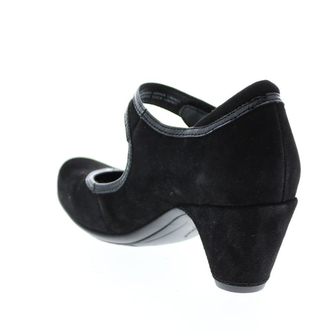 Earthies Lucca Pump LUCCA-BLK Womens Black Leather Strap Pumps Heels Shoes