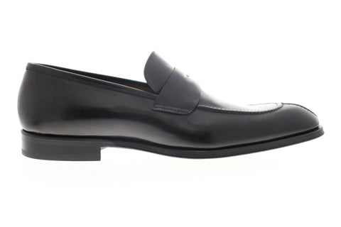 Bruno Magli Luigi Mens Gray Leather Low Top Slip On Penny Loafers Shoes