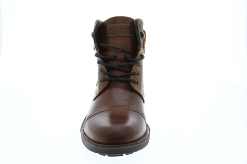 Steve Madden Lundin Mens Brown Leather Lace Up Casual Dress Boots