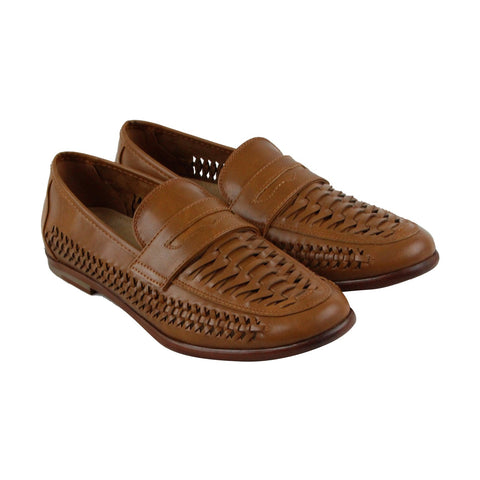Steve Madden M-Josten Mens Brown Leather Casual Slip On Loafers Shoes