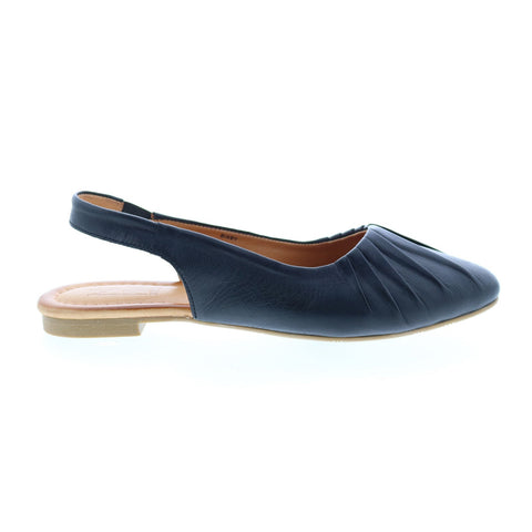 Miz Mooz Bixby Womens Black Leather Slip On Slingback Flats Shoes