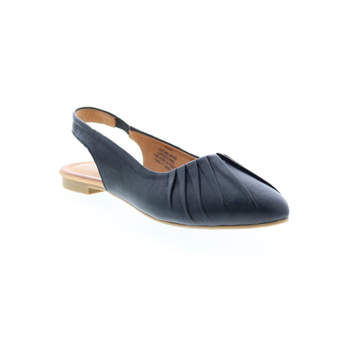 Miz Mooz Bixby Womens Black Leather Slip On Slingback Flats Shoes