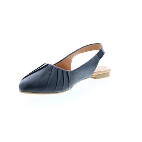 Miz Mooz Bixby Womens Black Leather Slip On Slingback Flats Shoes