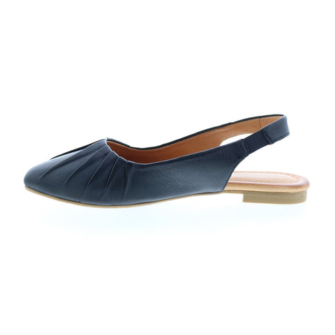 Miz Mooz Bixby Womens Black Leather Slip On Slingback Flats Shoes