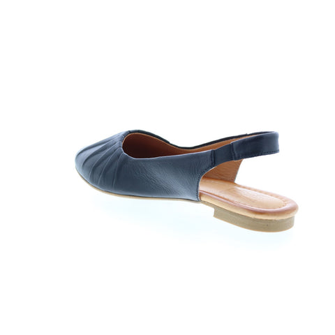 Miz Mooz Bixby Womens Black Leather Slip On Slingback Flats Shoes