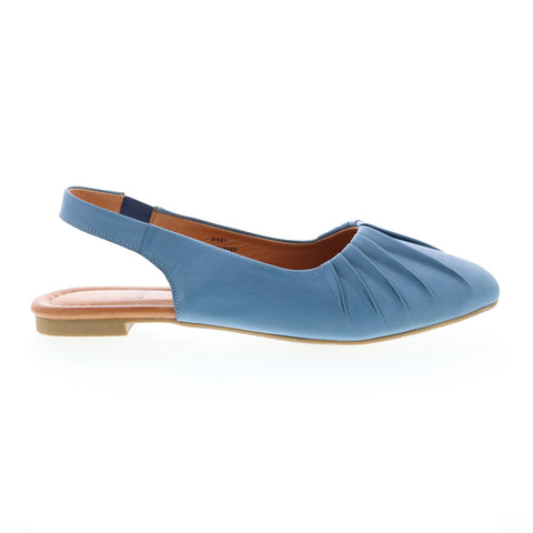 Miz Mooz Bixby Womens Blue Leather Slip On Slingback Flats Shoes
