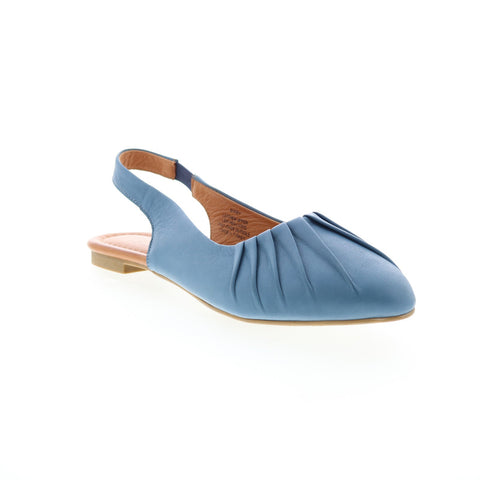 Miz Mooz Bixby Womens Blue Leather Slip On Slingback Flats Shoes