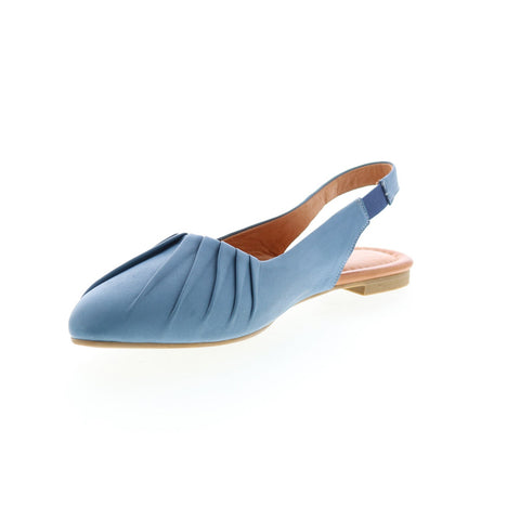 Miz Mooz Bixby Womens Blue Leather Slip On Slingback Flats Shoes