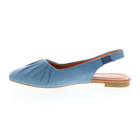 Miz Mooz Bixby Womens Blue Leather Slip On Slingback Flats Shoes