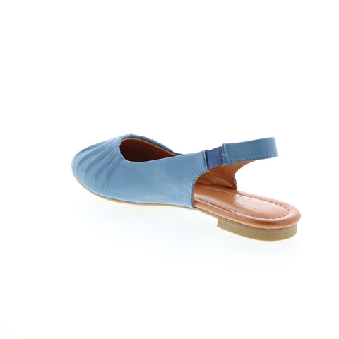 Miz Mooz Bixby Womens Blue Leather Slip On Slingback Flats Shoes