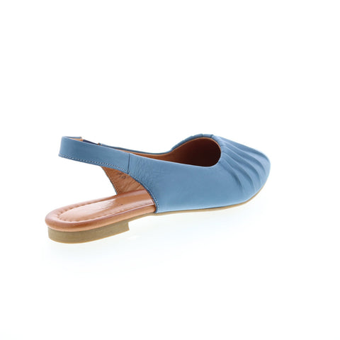 Miz Mooz Bixby Womens Blue Leather Slip On Slingback Flats Shoes