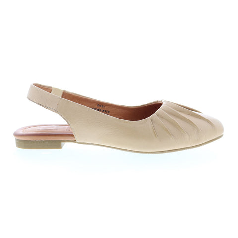 Miz Mooz Bixby Womens Brown Leather Slip On Slingback Flats Shoes