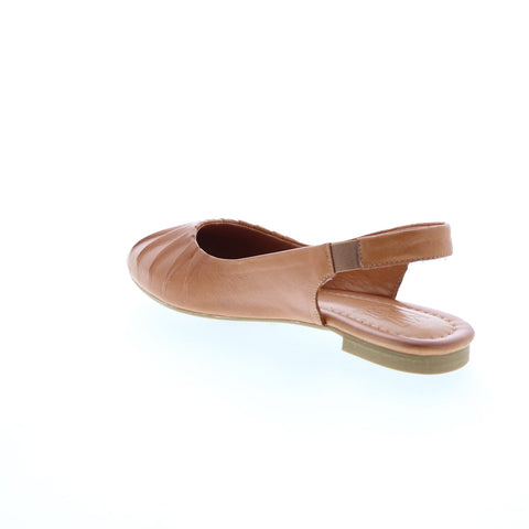 Miz Mooz Bixby Womens Brown Leather Slip On Slingback Flats Shoes