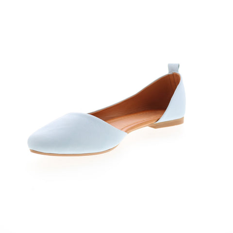 Miz Mooz Belinda Womens Blue Leather Slip On Ballet Flats Shoes