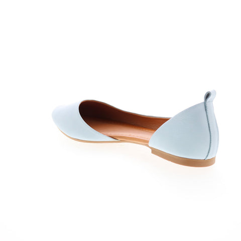 Miz Mooz Belinda Womens Blue Leather Slip On Ballet Flats Shoes