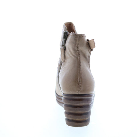 Miz Mooz Atlas M29009 Womens Gray Leather Hook & Loop Wedges Sandals Shoes