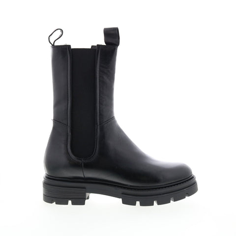 Miz Mooz Block M79203 Womens Black Leather Slip On Chelsea Boots