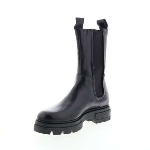 Miz Mooz Block M79203 Womens Black Leather Slip On Chelsea Boots