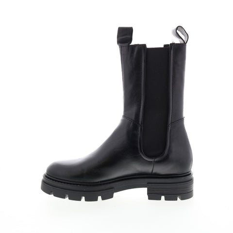 Miz Mooz Block M79203 Womens Black Leather Slip On Chelsea Boots