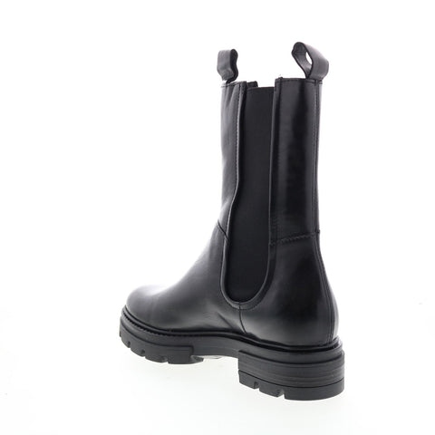 Miz Mooz Block M79203 Womens Black Leather Slip On Chelsea Boots