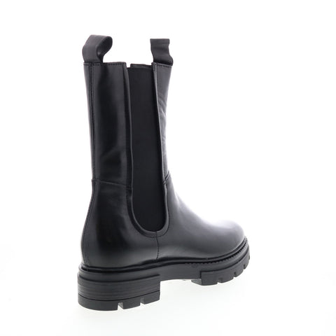 Miz Mooz Block M79203 Womens Black Leather Slip On Chelsea Boots