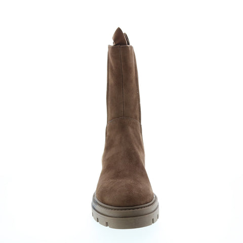 Miz Mooz Block M79203 Womens Brown Suede Slip On Chelsea Boots
