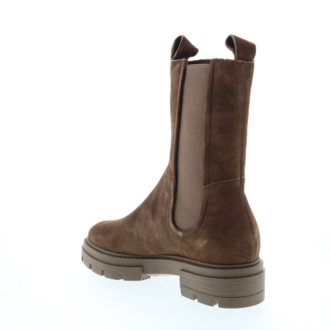 Miz Mooz Block M79203 Womens Brown Suede Slip On Chelsea Boots