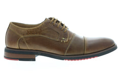 Steve Madden Mallet Mens Brown Leather Casual Dress Lace Up Oxfords Shoes