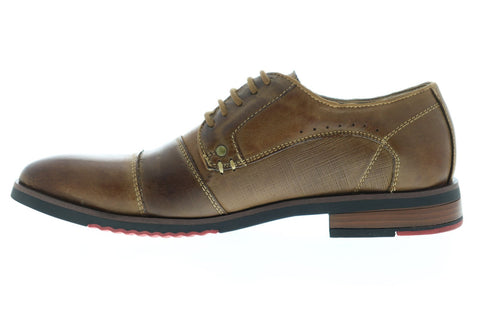 Steve Madden Mallet Mens Brown Leather Casual Dress Lace Up Oxfords Shoes