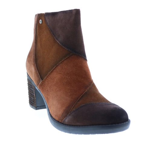 Earth Malta Multi Short Womens Brown Suede Zipper Ankle & Booties Boots