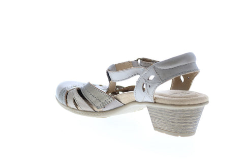 Earth Origins Marietta Michaela Womens Gray Leather Strap Wedges Heels Shoes