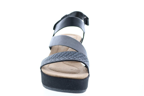 Earth Maxine Calf Leather Womens Black Leather Wedges Heels Shoes