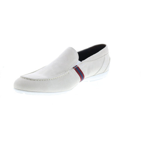 Bruno Magli Balestra MB2BALG1 Mens White Suede Loafers & Slip Ons Casual Shoes