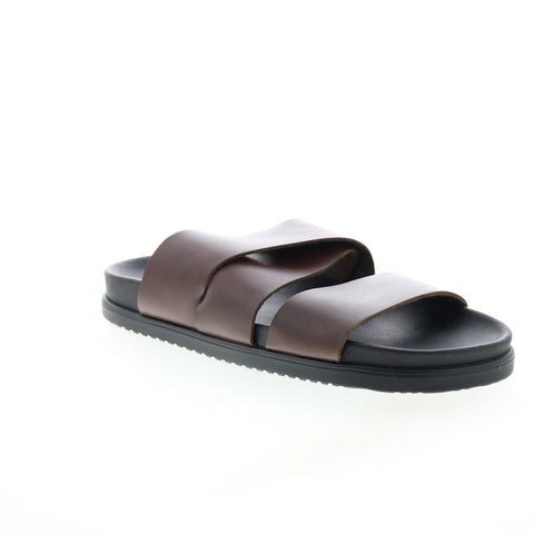 Bruno Magli Sicily MB2SICC6 Mens Brown Leather Slip On Slides Sandals Shoes