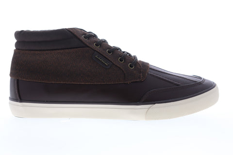 Lugz Boomer Mens Brown Leather Mid Top Lace Up Lifestyle Sneakers Shoes