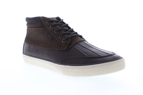 Lugz Boomer Mens Brown Leather Mid Top Lace Up Lifestyle Sneakers Shoes