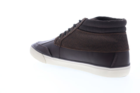 Lugz Boomer Mens Brown Leather Mid Top Lace Up Lifestyle Sneakers Shoes