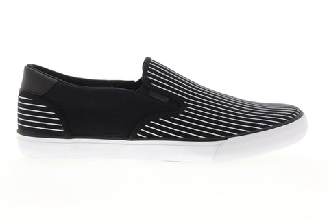 Lugz Clipper DLX Mens Black Canvas Low Top Slip On Lifestyle Sneakers Shoes