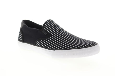 Lugz Clipper DLX Mens Black Canvas Low Top Slip On Lifestyle Sneakers Shoes
