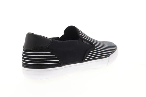 Lugz Clipper DLX Mens Black Canvas Low Top Slip On Lifestyle Sneakers Shoes