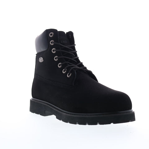 Lugz Drifter 6 Steel Toe Mens Black Canvas Lace Up Casual Dress Boots