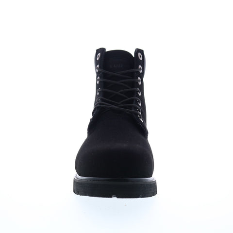 Lugz Drifter 6 Steel Toe Mens Black Canvas Lace Up Casual Dress Boots