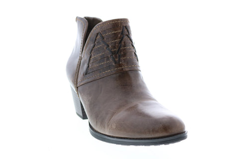 Earth Merlin MERLIN-TAU Womens Brown Leather Zipper Ankle & Booties Boots