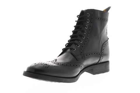 Frank Wright Cypress Mens Leather Black Casual Dress Lace Up Boots Shoes