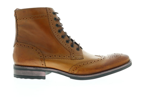 Frank Wright Cypress Mens Leather Tan Casual Dress Lace Up Boots Shoes
