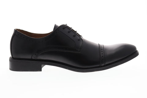 Robert Wayne Michigan Mens Black Leather Lace Up Cap Toe Oxfords Shoes